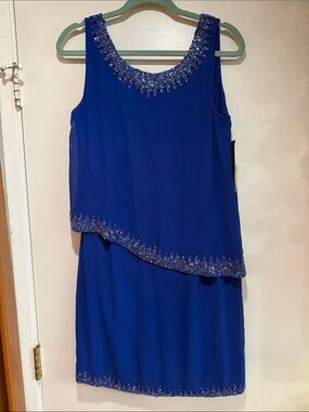 J Kara Women's Sleeveless Popover Short Cocktail Beaded Dress - Size 10